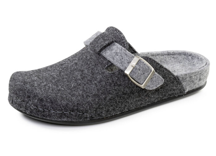 Klassische Herren-Hausschuhe, aus Wollfilz GRAU