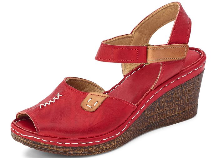 Gemini Sandalette aus schattiertem Rind-Nappaleder ROT-COGNAC