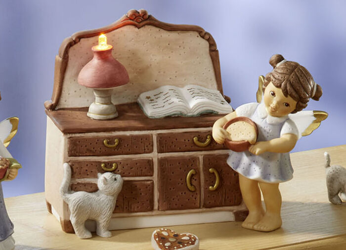 Lebkuchenbäckerei-Szene aus Porzellan BLAU-BRAUN