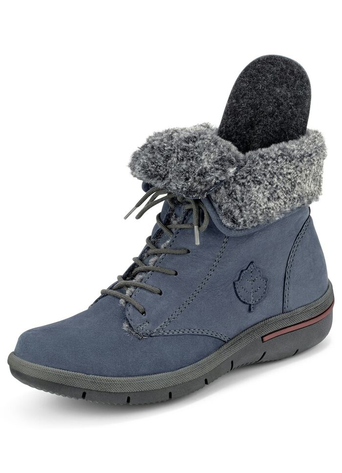 Waldl&auml;ufer Schn&uuml;r-Stiefelette mit kuscheligem Webpelzkragen 
