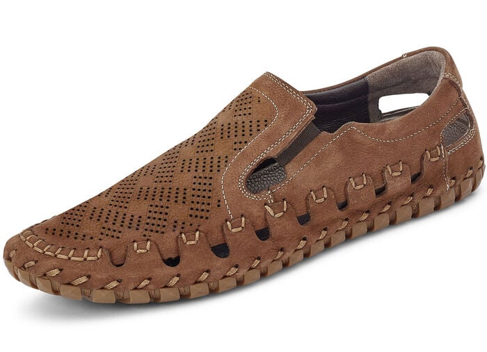 Gemini, sommerliche Herren-Slipper, mit Gummizug COGNAC