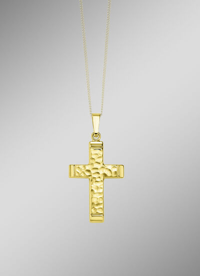 Gehämmerter Kreuz-Anhänger aus Gold 