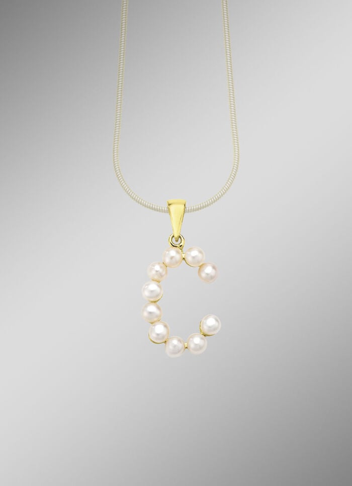 Personalisierte Eleganz: Buchstaben-Anhänger mit Süßwasser-Zuchtperlen 