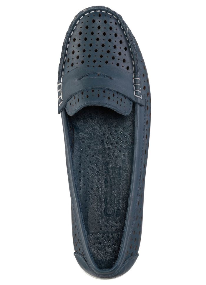 Gemini Slipper aus Nappaleder mit Lederspange MARINE