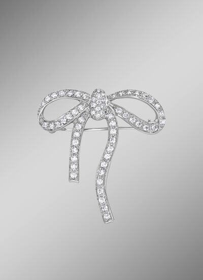Anstecknadel Schleife mit synth. Zirkonia 