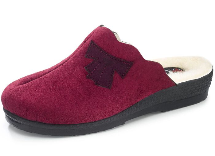 Pantoffel aus weichem Veloursmaterial BORDEAUX