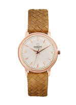 Quartz-Damenuhr mit ros&eacute;vergoldetem Metallgeh&auml;use 