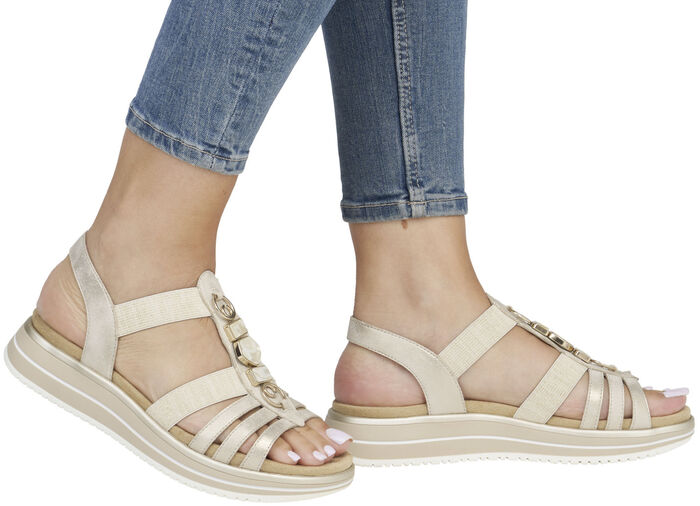 Remonte Riemchen-Sandale mit Metallschmuck MATTGOLD