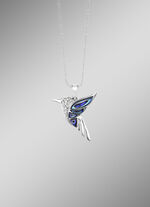 Zauberhafter Kolibri-Anhänger mit Zirkonia und Abalone-Perlmutt 