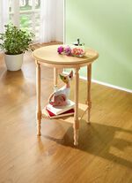 Teilmassiver Beistelltisch mit gedrechselten F&uuml;&szlig;en NATUR