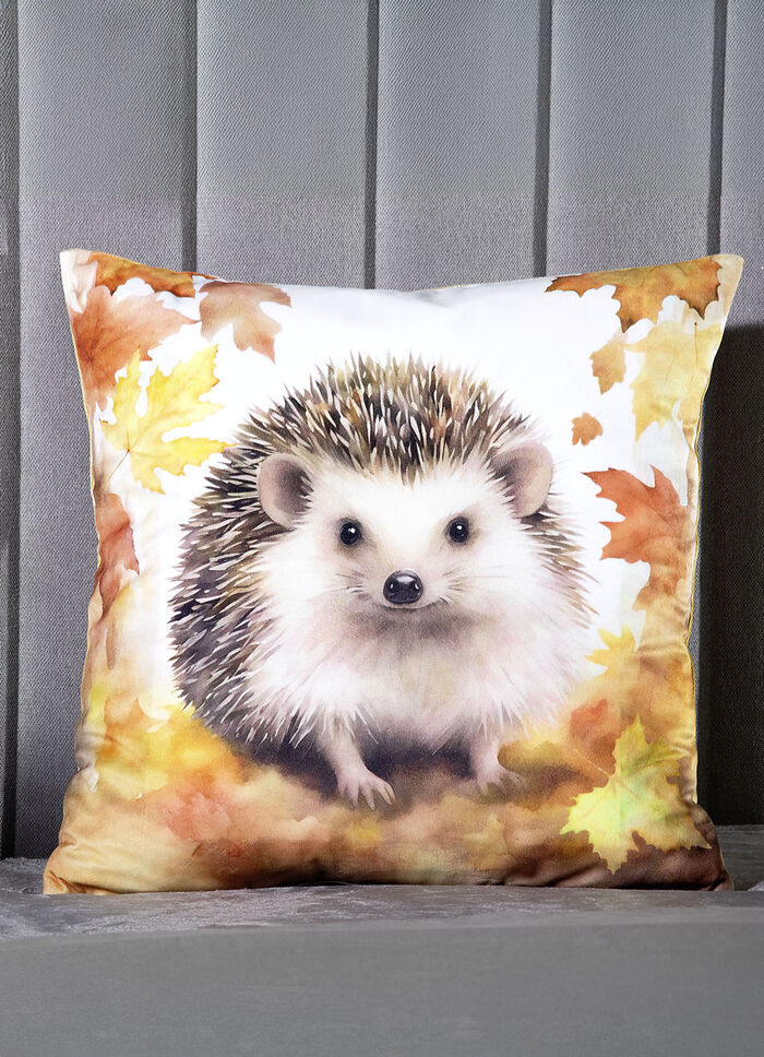 Kissenbezug mit herbstlichem Igelmotiv 