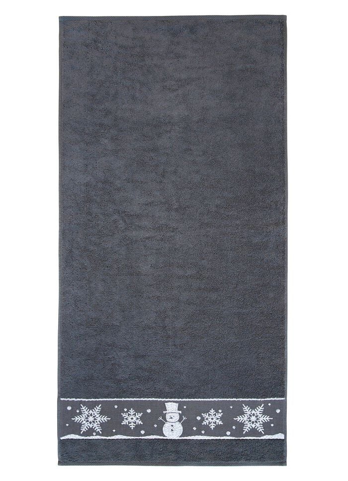 Flauschige Frottier-Serie mit Jacquard-Bord&uuml;r ANTHRAZIT