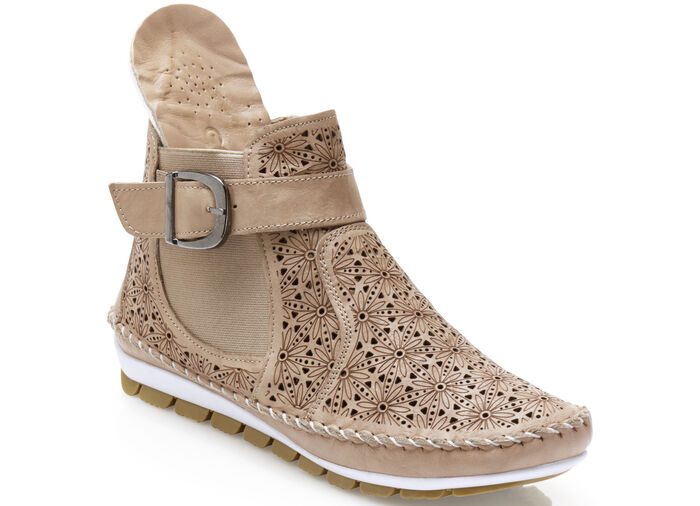 Gemini, sommerliche Damen-Stiefeletten, Weite G, mit herausnehmbarem Fußbett TAUPE