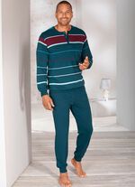 Schlafanzug mit Knopfleiste und B&uuml;ndchenabschl&uuml;ssen  