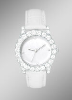 Damenuhr mit Perlmutt-Einlage als Zifferblatt 