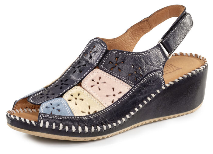 ELENA EDEN Sandalette aus weichem, perforiertem Nappaleder DUNKELBLAU-BUNT