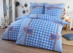 4-teiliges Bettwäsche-Set mit rustikalem Karodessin BLAU