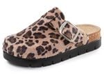 ELENA EDEN, trendige Damen-Clogs, Weite G, mit Leo-Print BRAUN