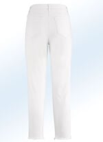 Hose in 7/8-L&auml;nge mit interessantem Fransenabschluss ECRU