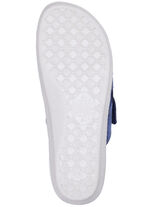 Klassische Damen-Pantoletten, Weite H, mit elastischem Material BLAU