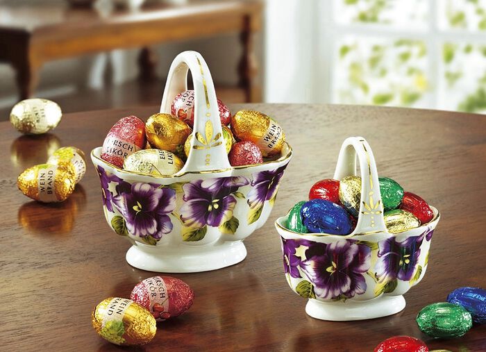 Porzellan-K&ouml;rbchen, 2er-Set, mit s&uuml;&szlig;er F&uuml;llung 