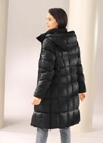 Daunen-Kurzmantel mit abnehmbarer Kapuze SCHWARZ