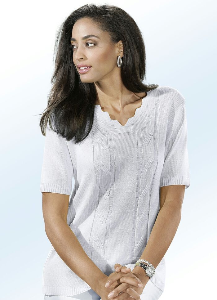 Pullover mit dekorativem Ausschnitt WEISS