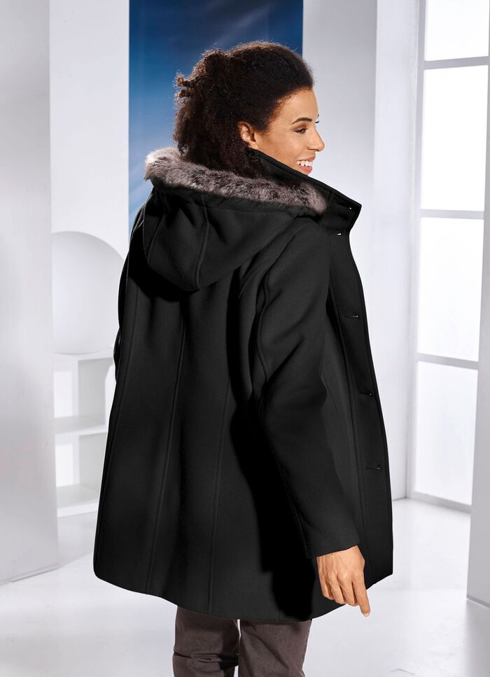 Jacke mit abnehmbarem Kubstpelz-Besatz SCHWARZ