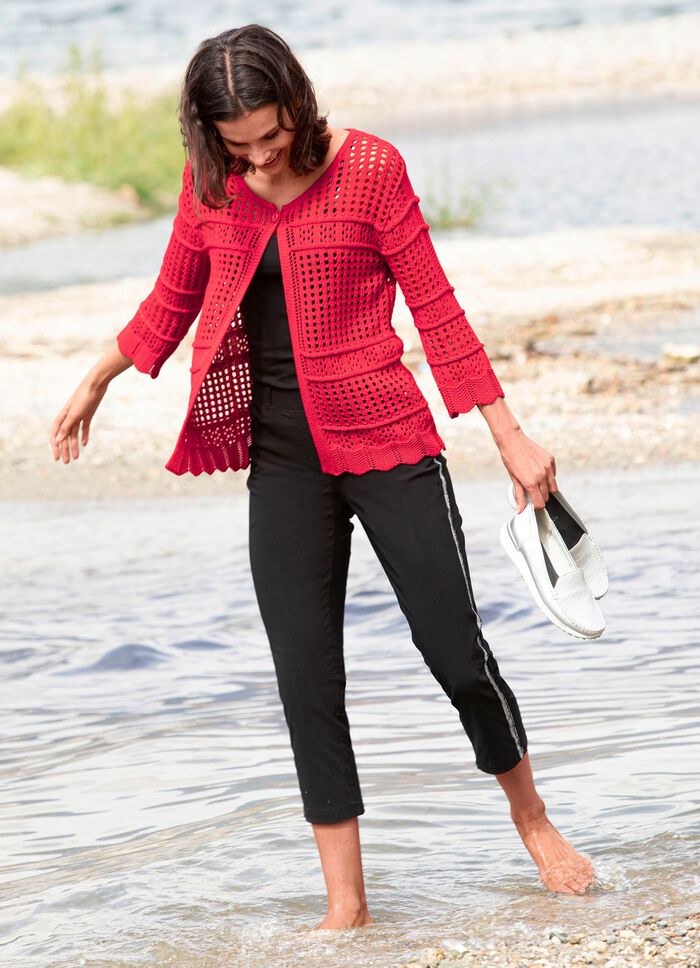 Hose in 7/8-L&auml;nge mit silberfarbenem Galonstreifen 