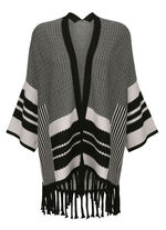 Poncho-Strickjacke in Jacquard-Dessin 