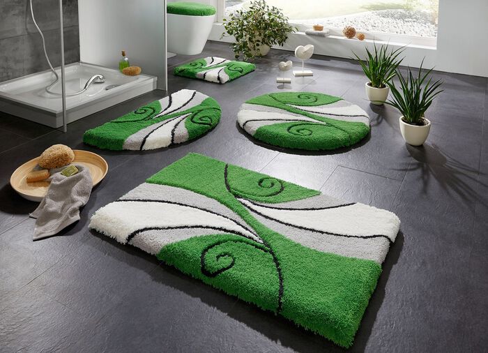 Badgarnitur mit latexbeschichteter, rutschhemmender TPR-R&uuml;ckseite GR&Uuml;N