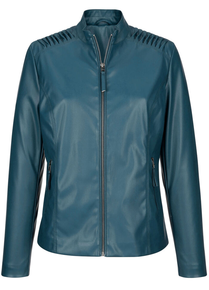 Blazer aus Lederimitat mit Biesenzier 