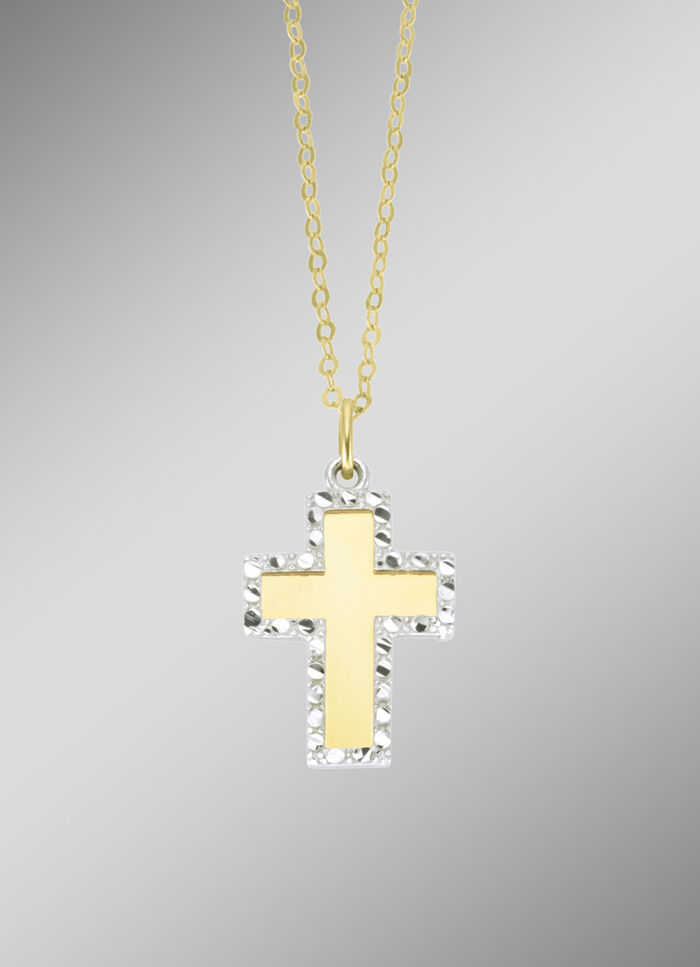 Toller Kreuz-Anh&auml;nger in Bicolor mit Ankerkette 