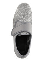 Laurina, klassische Damen-Klettschuhe, mit elastischem Samt GRAU