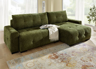 Frei im Raum aufstellbare Polsterecke mit Bettfunktion 