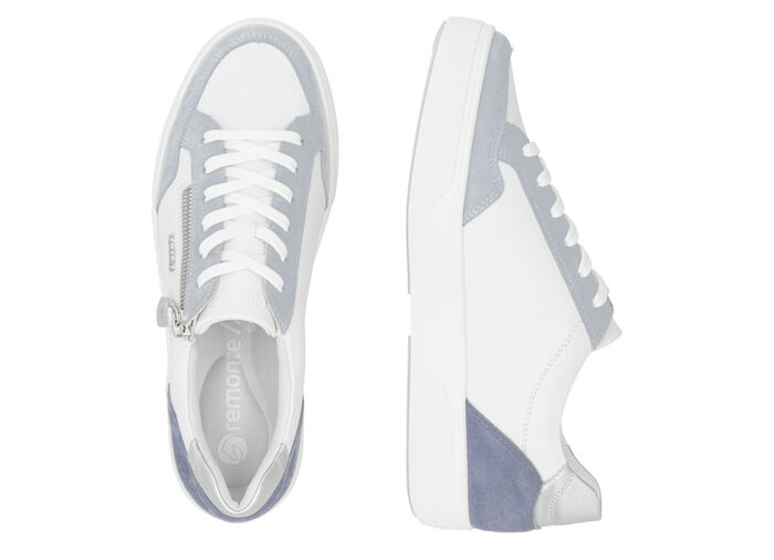 Remonte Sneaker aus Nappa- und Veloursleder mit Metallic-Besatz BLAU-WEISS-SILBER