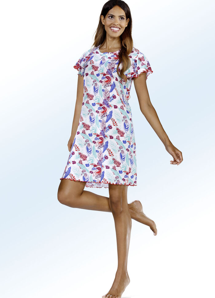 Nachthemd mit Raffungen und kurzen &Auml;rmeln 