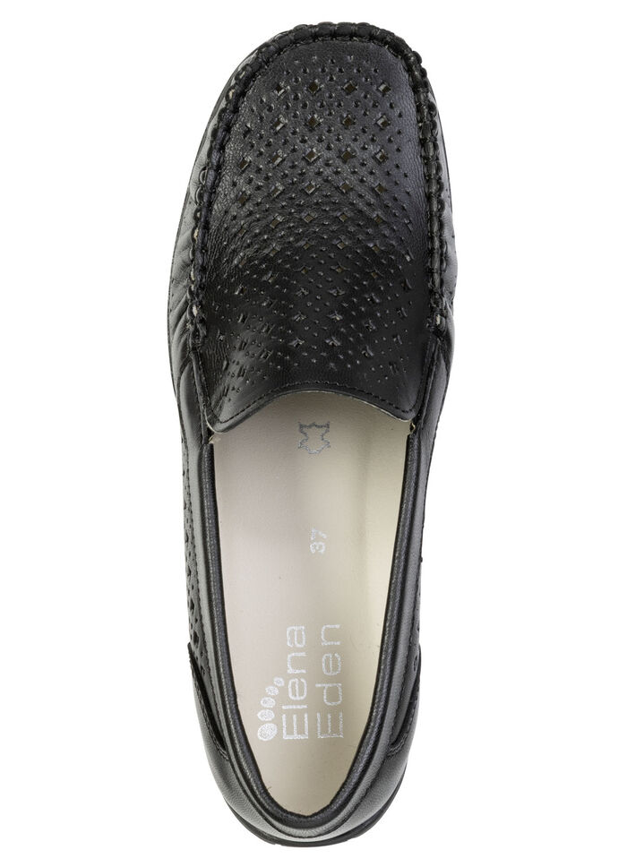 ELENA EDEN, sommerliche Damen-Slipper, Weite H, mit herausnehmbarem Fußbett SCHWARZ