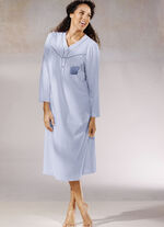 Zweierpack Nachthemden, 3/4 -langen Ärmeln mit Knopfleiste 1X BLEU-BUNT, 1X BLEU