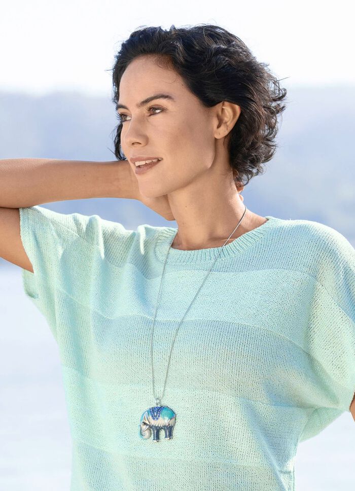 Schlangenkette in Silberoptik mit Elefanten-Anh&auml;nger 