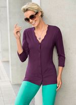 Shirtbluse mit durchgehender Knopfleiste in 2 Farben 