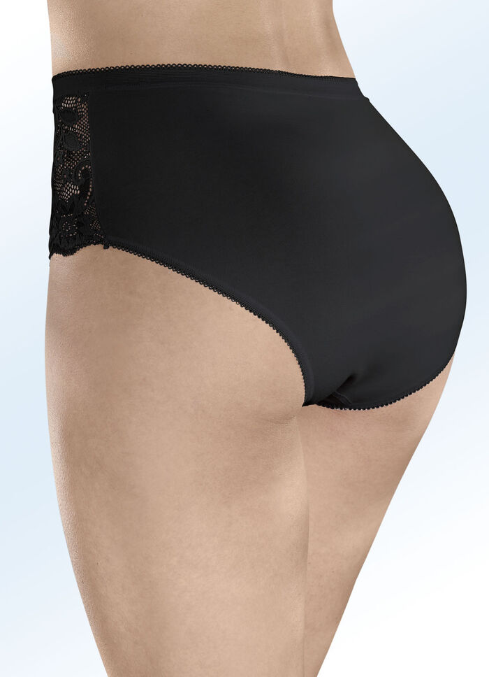 Laurina Viererpack Slips mit elastischen Spitzeneins&auml;tzen 