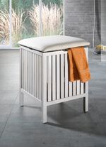 Badhocker aus massivem Walnussholz WEISS