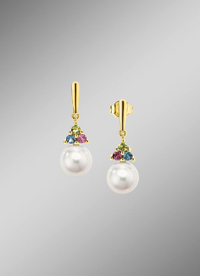 Exquisite Eleganz Ohrstecker mit S&uuml;&szlig;wasser-Zuchtperlen und Edelsteinen 
