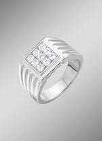 Markanter Herrenring mit synth. Zirkonia 