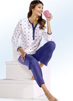 Zweierpack Schlafanzüge mit Pünktchen, lang- und kurzarm ECRU-MARINE