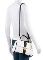 Laurina Tasche aus genarbtem Kalb-Nappaleder WEISS-SCHWARZ