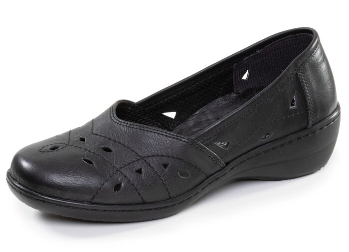 ELENA EDEN, bequeme Damen-Slipper, Weite H, mit herausnehmbarem Fu&szlig;bett SCHWARZ