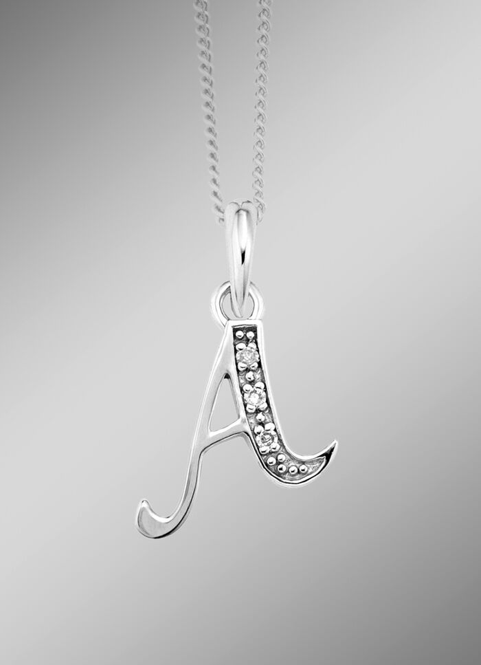 Buchstaben-Anhänger aus Weißgold mit Diamanten 