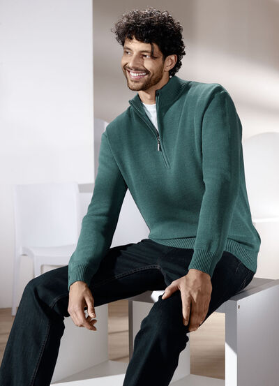  Unifarbener Stehkragenpullover in 3 Farben 